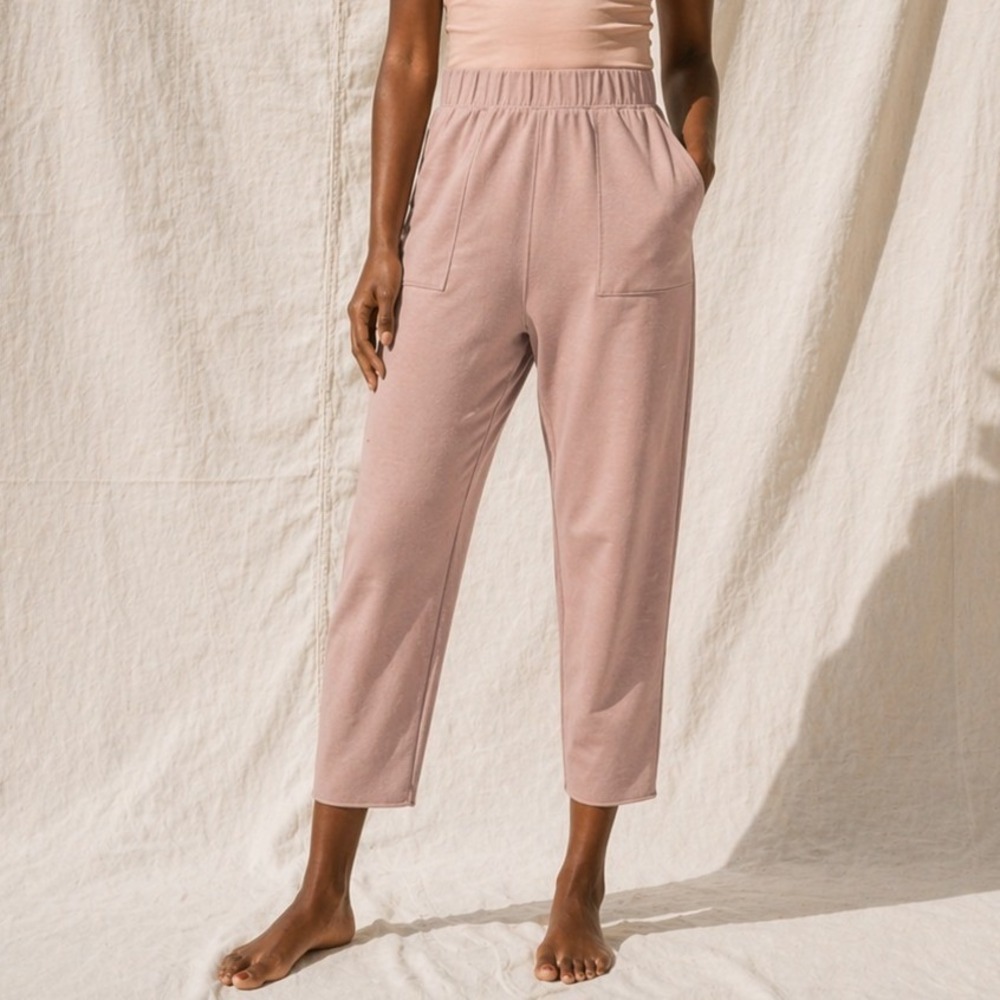 Lunya Dreamy Blush Pink Lounge Pants Jogger Cotton Alpaca Cozy Relaxed Size XS